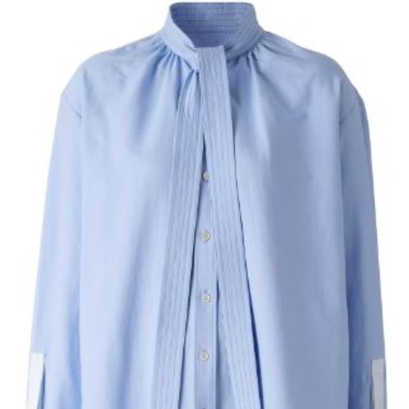 Burberry Band Collar Neck Tie Shirt - Picture 1 of 11